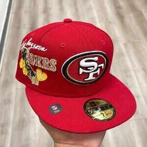 New Era Scarlet San Francisco 49ers City Cluster 59FIFTY Fitted Hat size 7 1/8